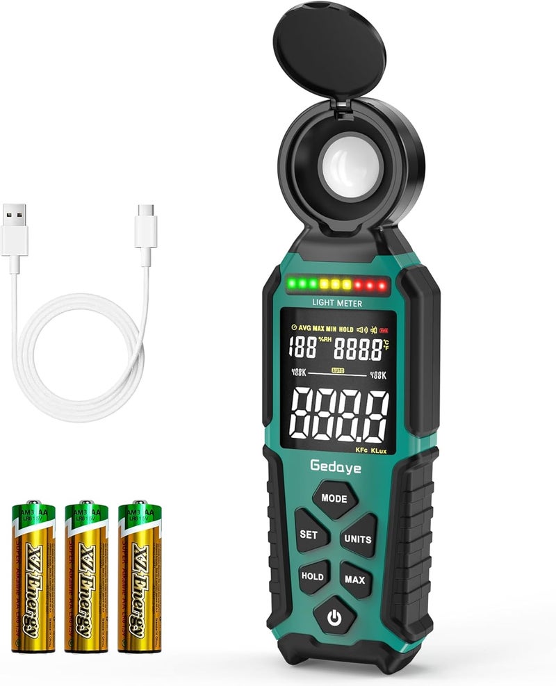 Gedaye Light Meter Lux Foot Candles Meter 0~400,000 Lux Range, Large Backlit Display, Light Meter for Plants Luxmeter Light Meter Digital Illuminance Meter Handheld - Image 1